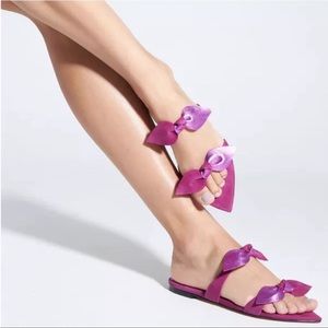 SCHUTZ Elora Leather Flat Sandal - violet pink ruby
